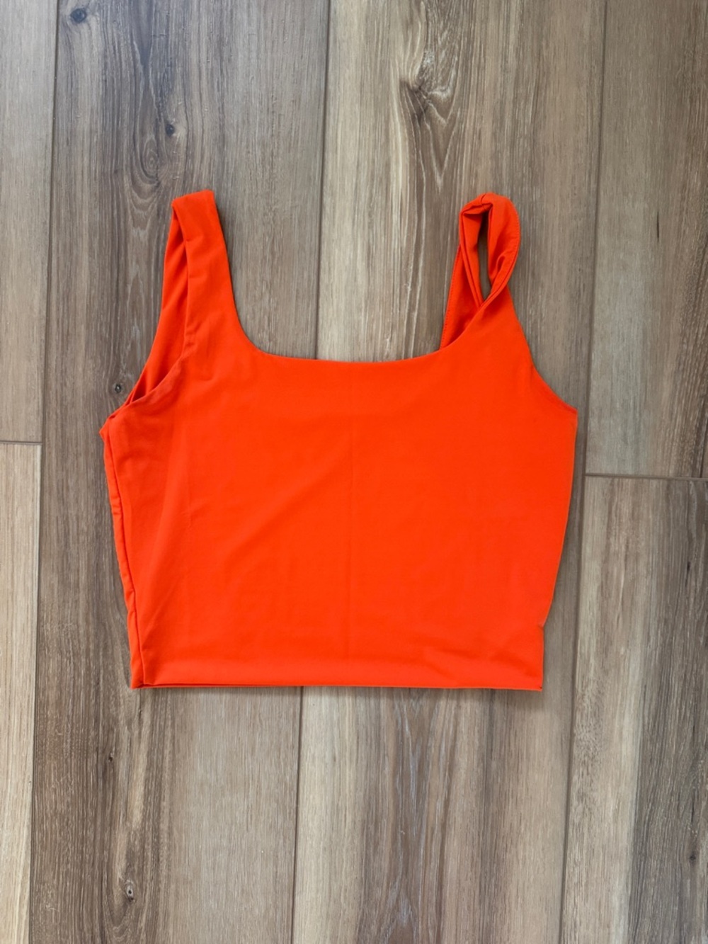 Women's Square Neck Crop Tank Top - Bright Orange